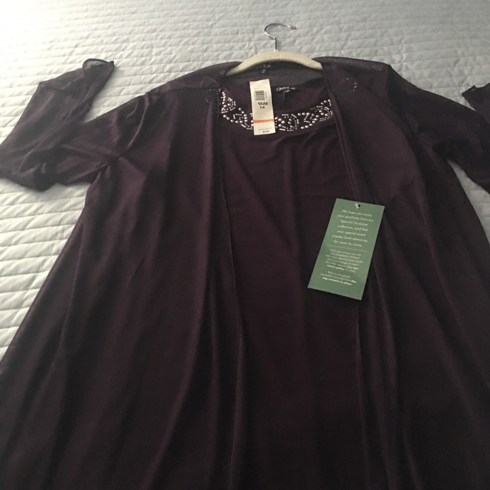 2 piece eggplant color embellished dress